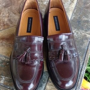 Bostonian Men's Dark Burgundy Leather Tassel  Slide On Dress Loafers 9.5M